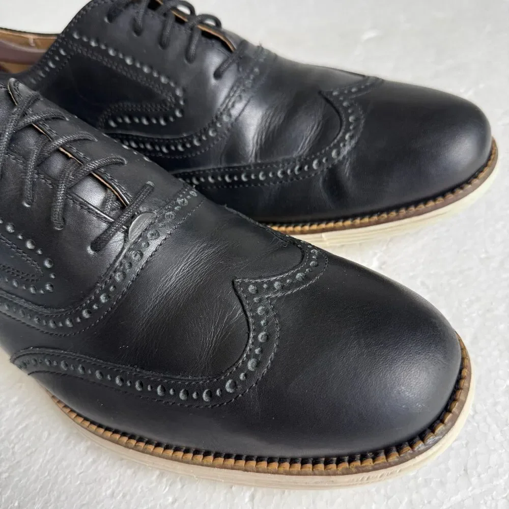 Cole Haan Original Grand Men's C21130 Wingtip Oxford Black Leather Shoe 10.5M
